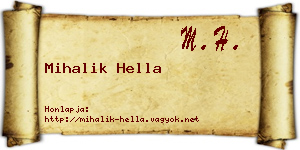 Mihalik Hella névjegykártya